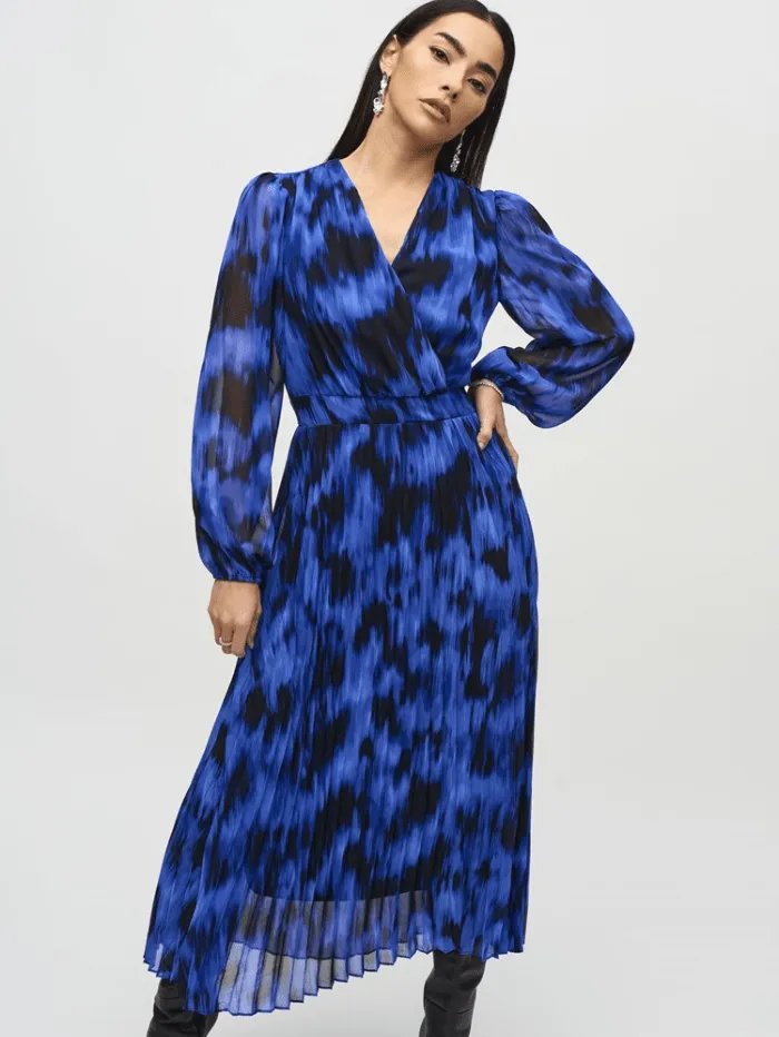 Joseph Ribkoff Chiffon Abstract Print Midi Dress 244924 Col 3296