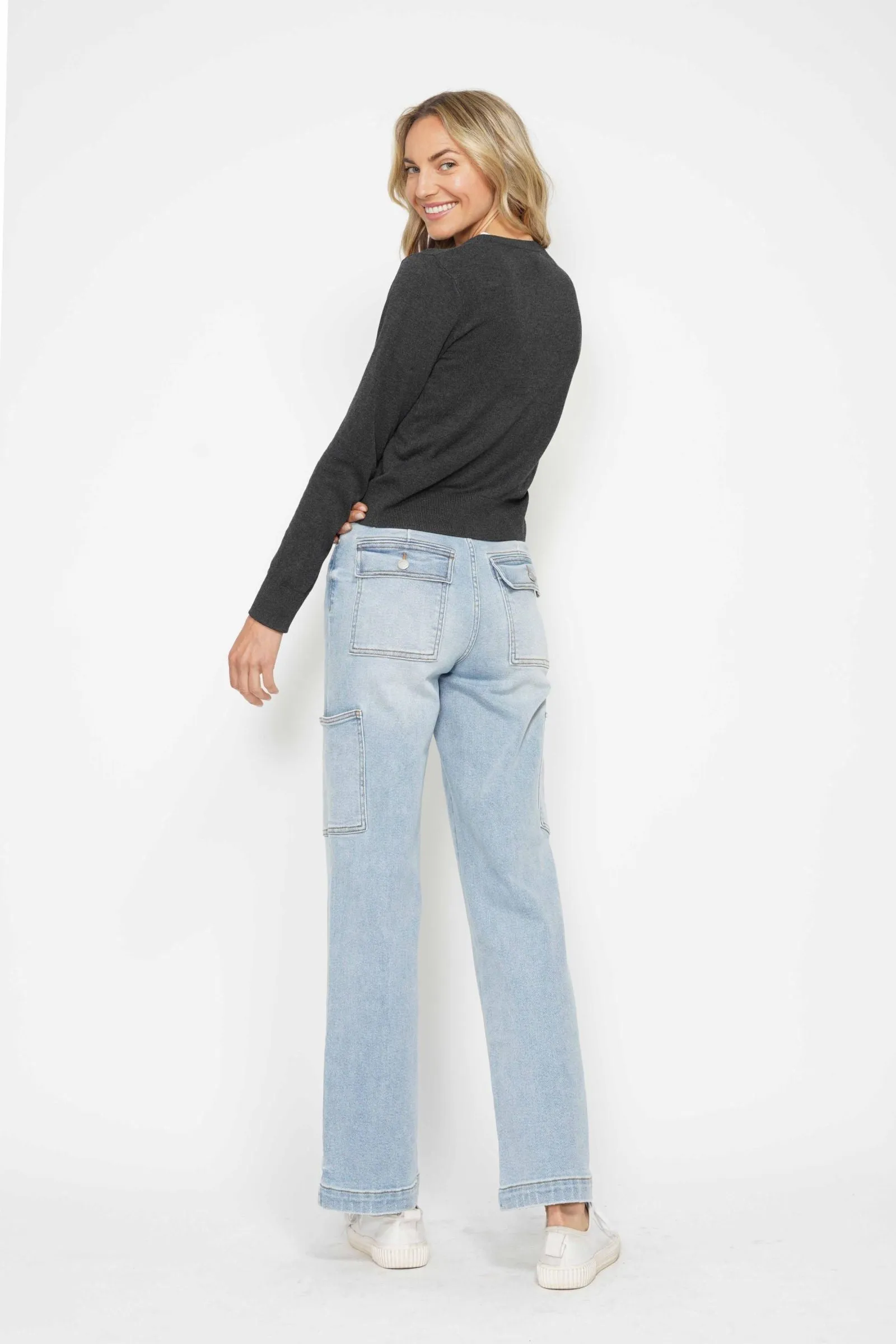 Judy Blue Reg/Plus High Waist Cargo Wide Leg Jeans