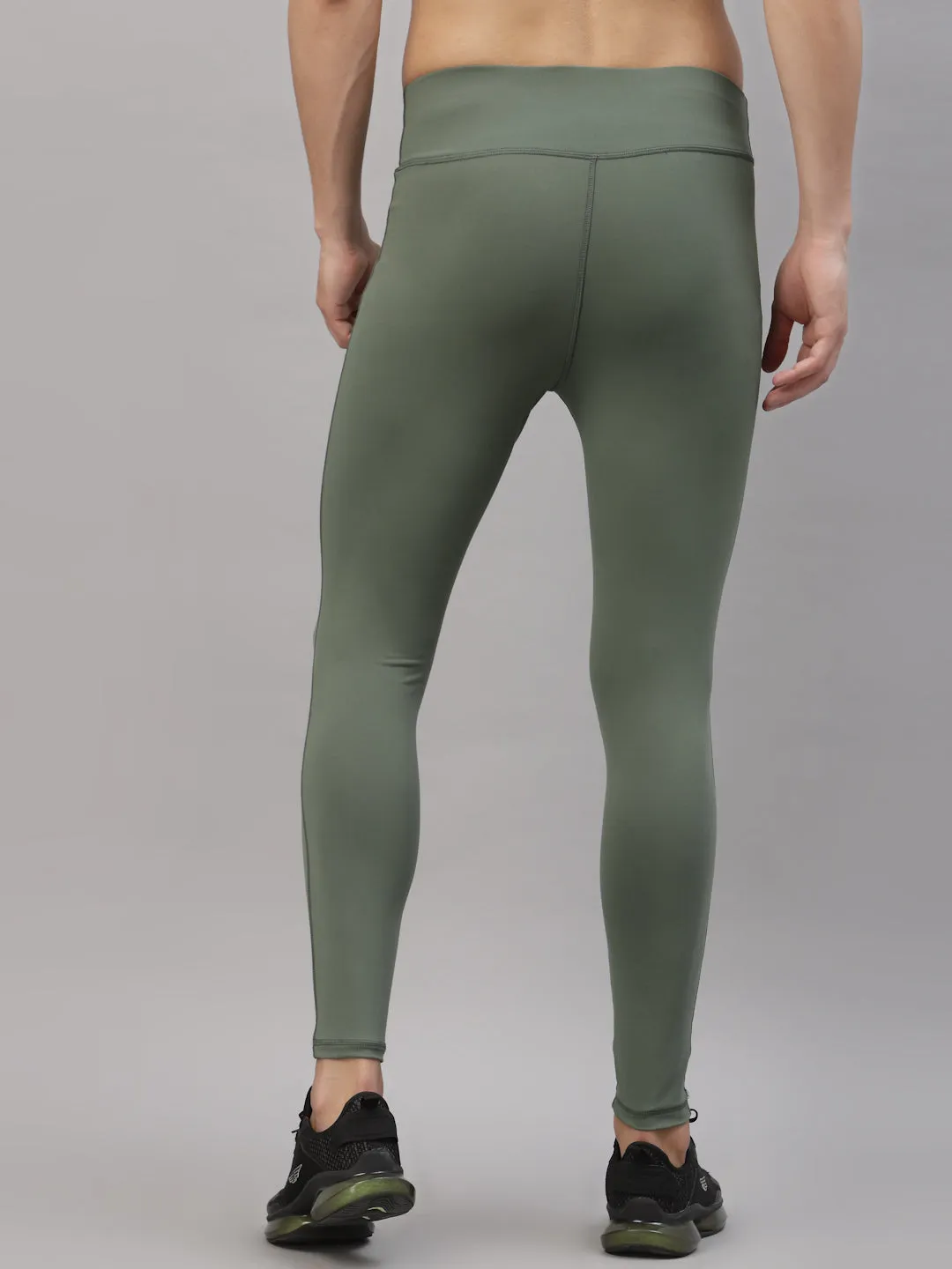 JUMP USA Men Duck Green Rapid Dry-Fit Solid Training Tights