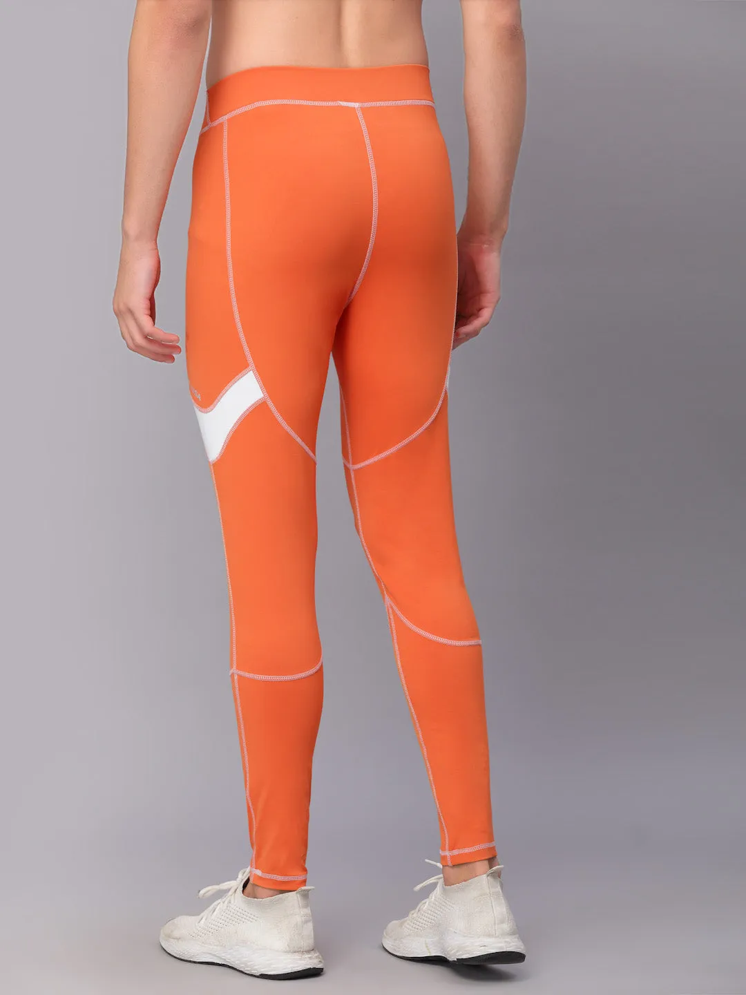 JUMP USA Men Orange Rapid Dry-Fit Antimicrobial Running Tights