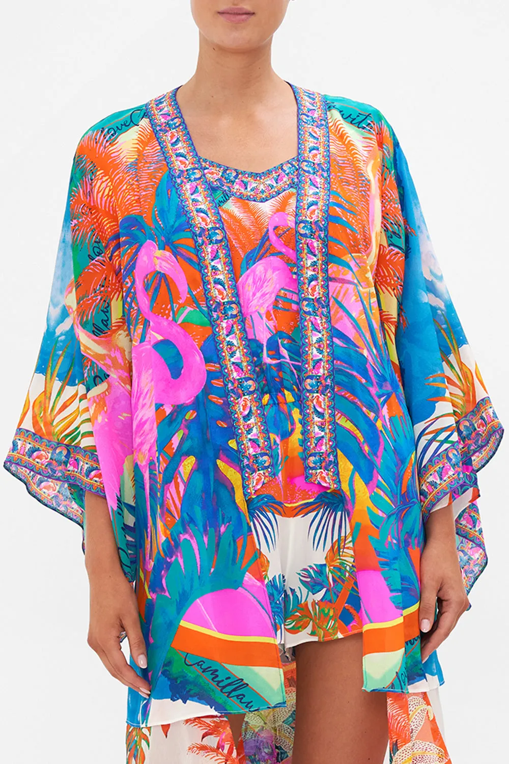 KIMONO WITH LONG UNDERLAYER FLAMENCO FLAMINGO