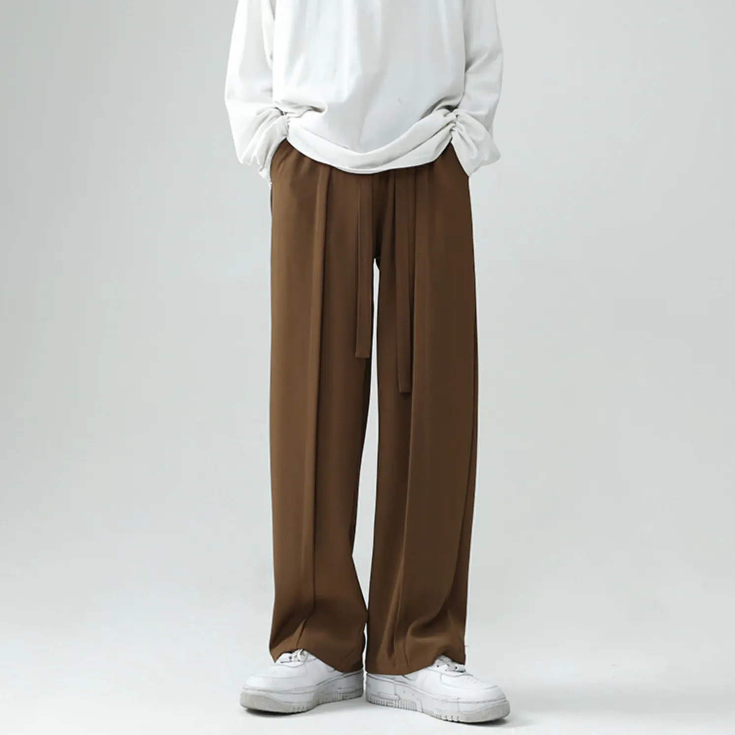 [Korean Style] 2 Colors Drawstring Over-length Wide Pants