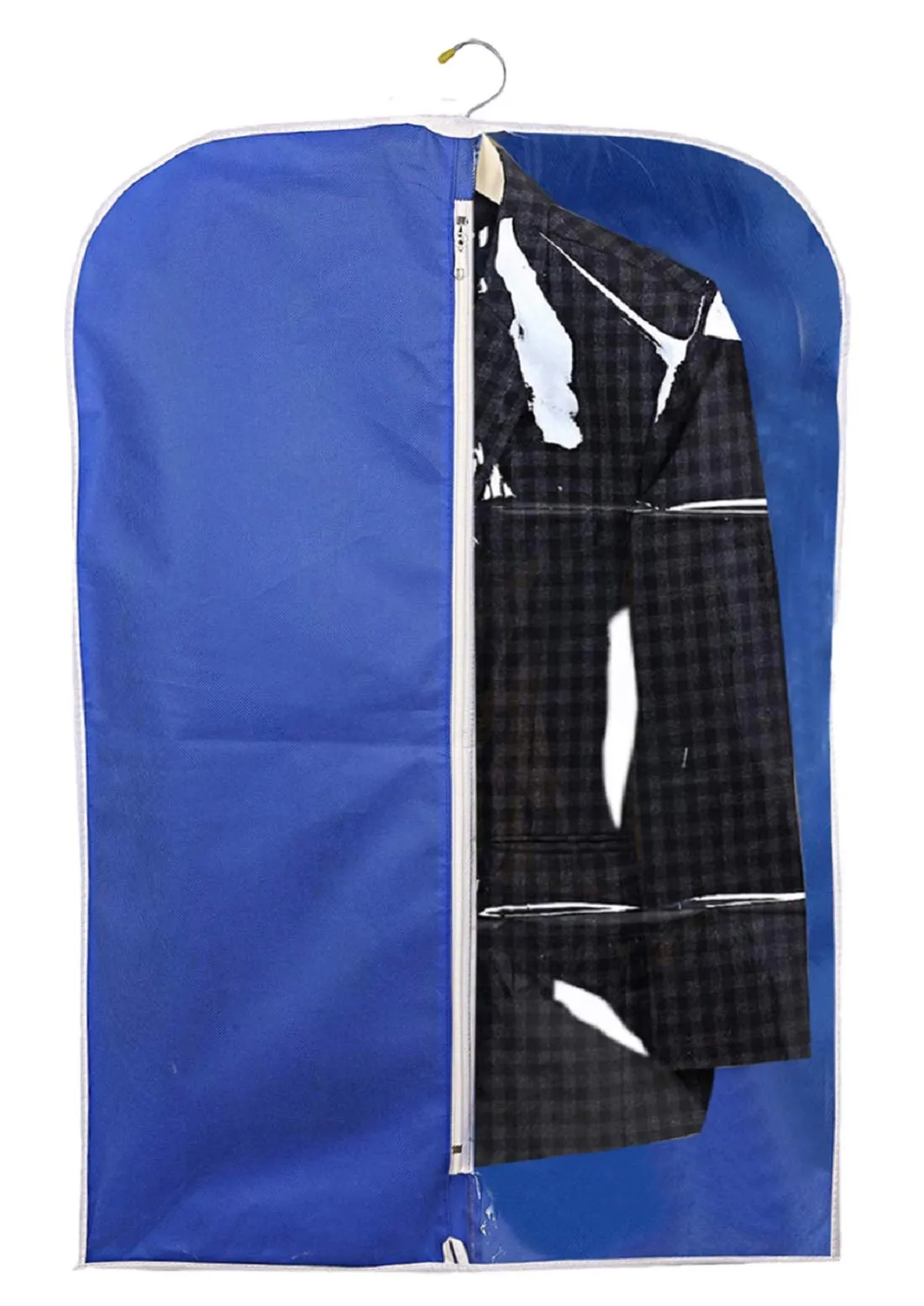 Kuber Industries 6 Pieces Half Transparent Non Woven Men's Coat Blazer Suit Cover (Grey & Black & Royal Blue) -CTKTC41564