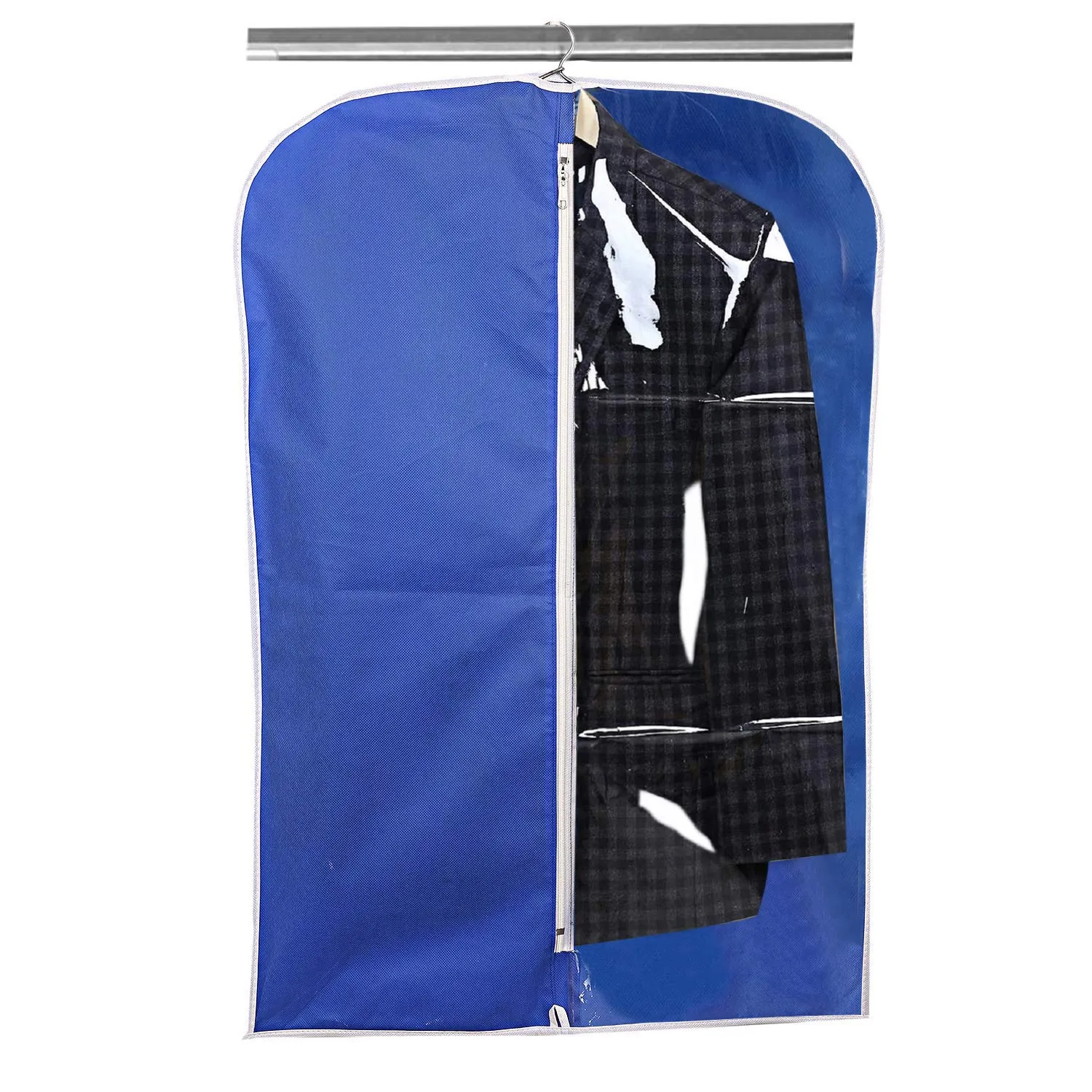 Kuber Industries 6 Pieces Half Transparent Non Woven Men's Coat Blazer Suit Cover (Grey & Black & Royal Blue) -CTKTC41564