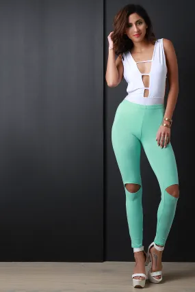 Lasercut Knee Slit Leggings