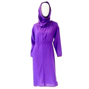 Late 20th Century Geoffrey Beene Purple Hooded Wool Dress