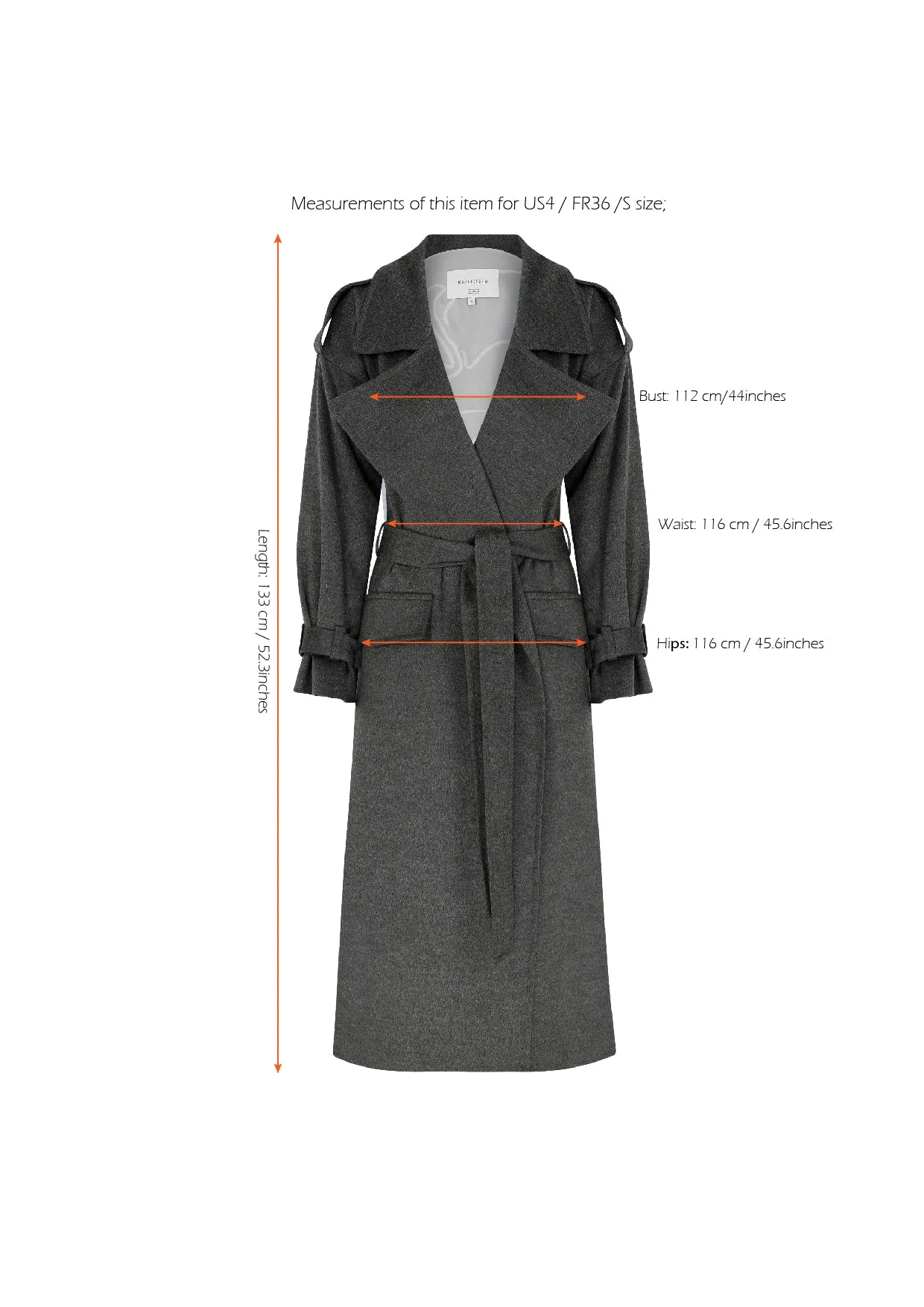 Laura Cashmere Coat in Grey