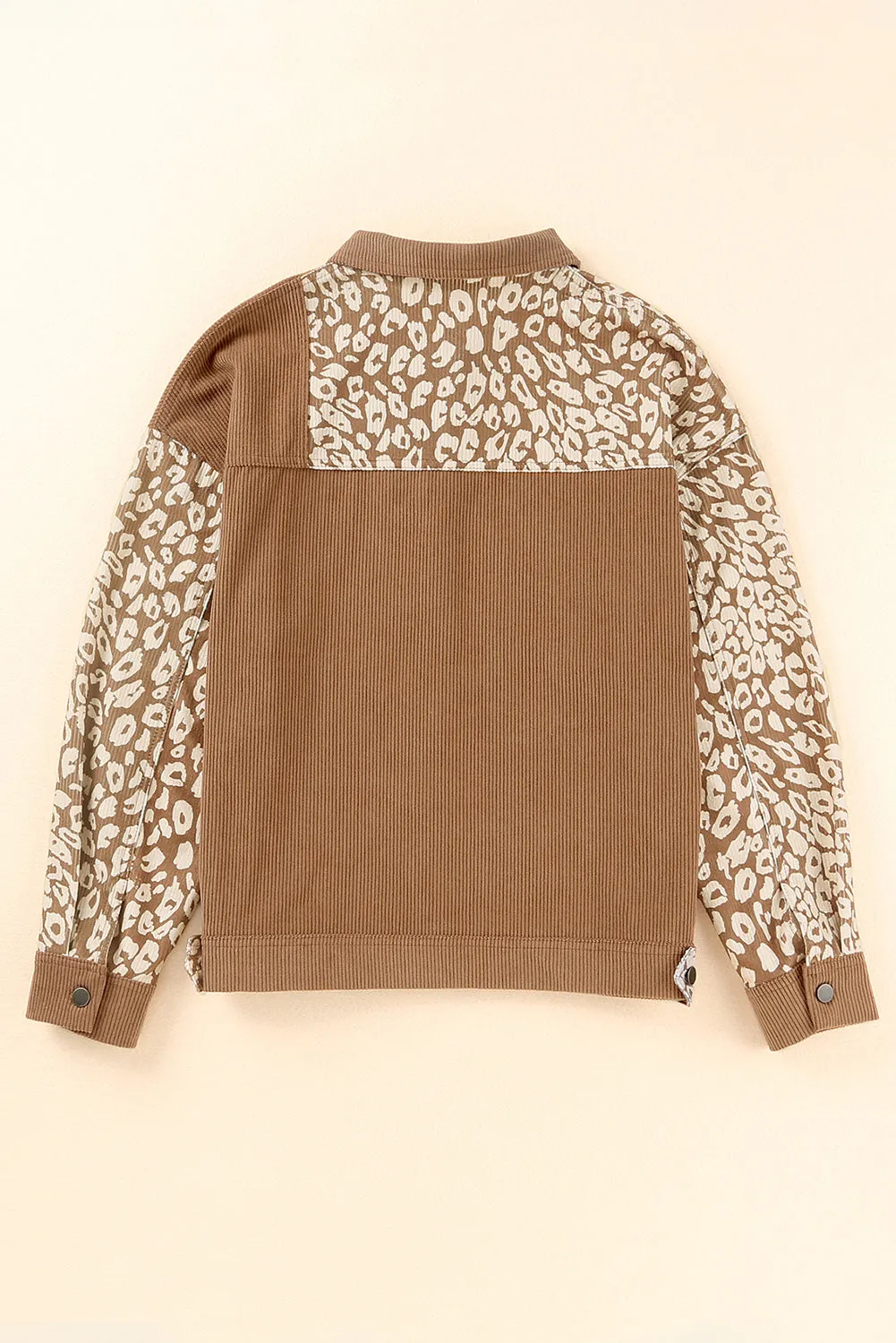 Leopard Print Corduroy Long Sleeve Jacket