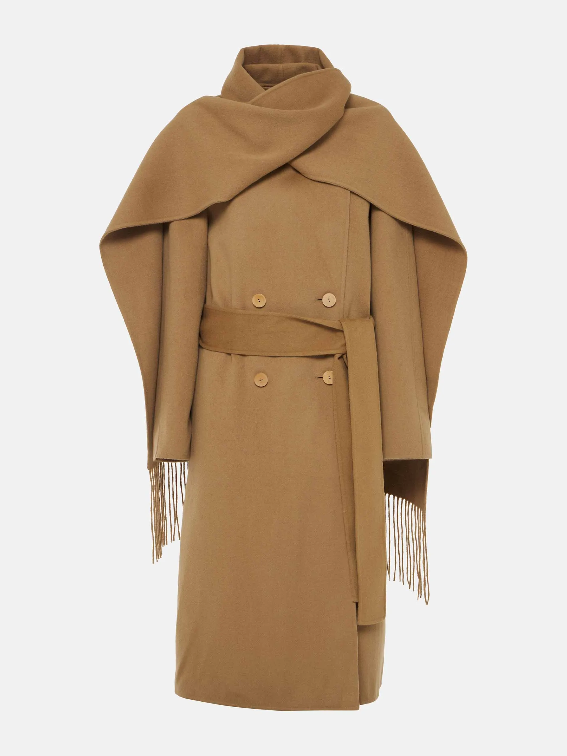 Lepage caped wool and silk wrap coat