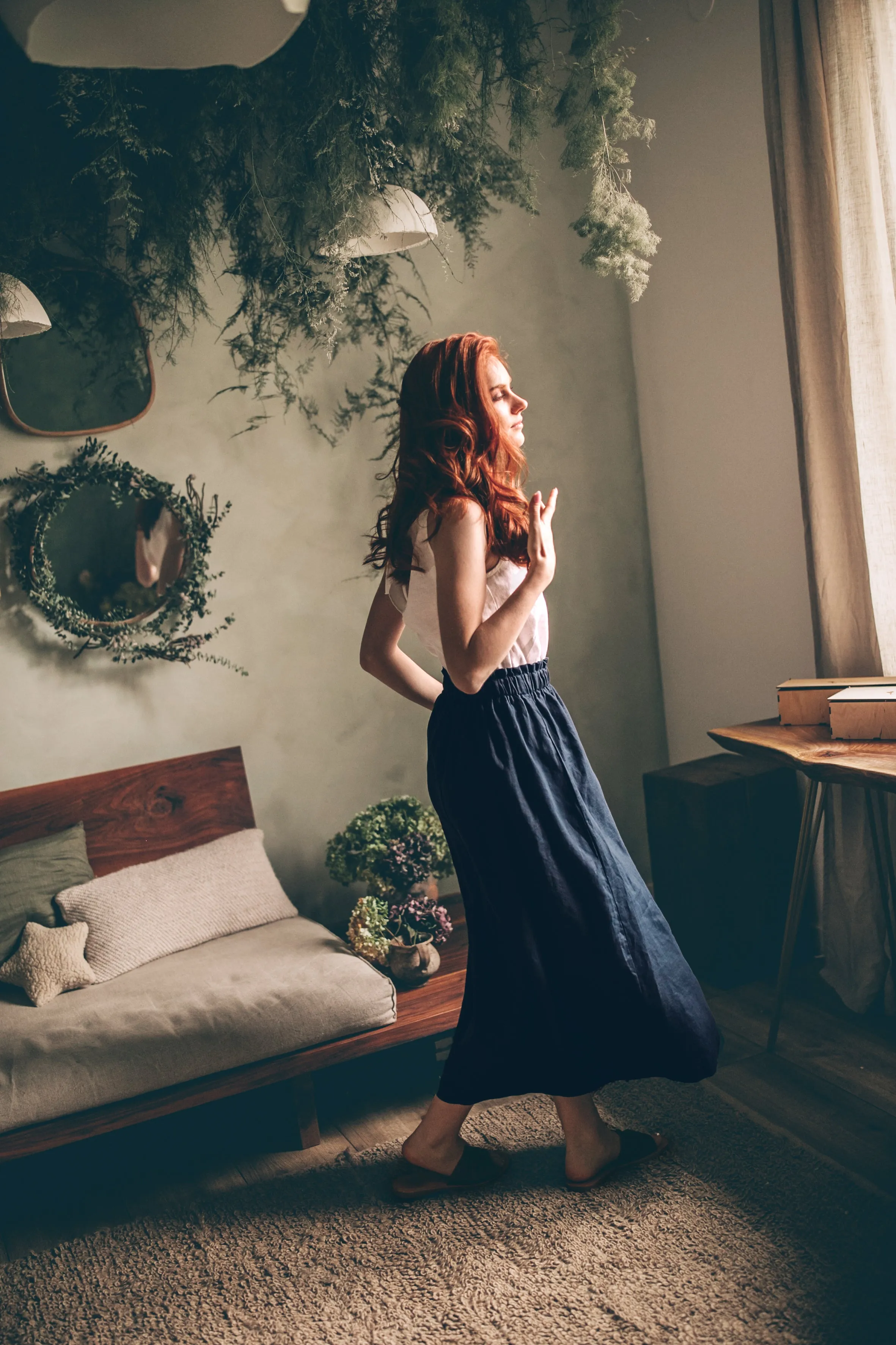 Linen Skirt with Pockets