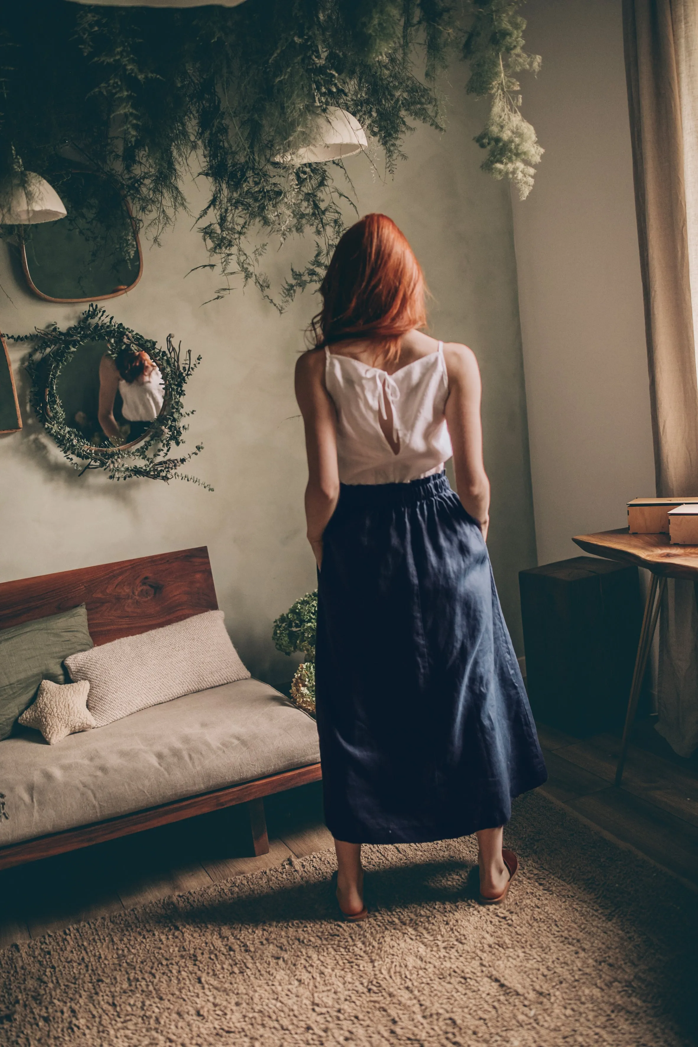 Linen Skirt with Pockets