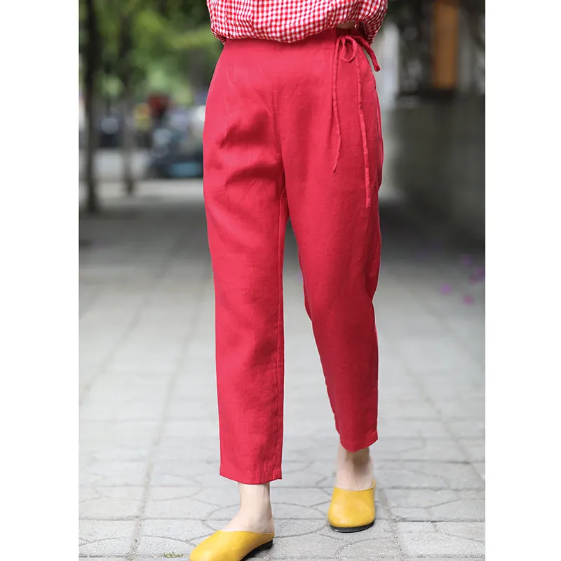 Linen Summer Autumn Women Casual Pants with Pockets SMM97207