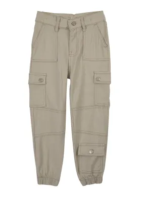 Little Girls Twill Cargo Joggers