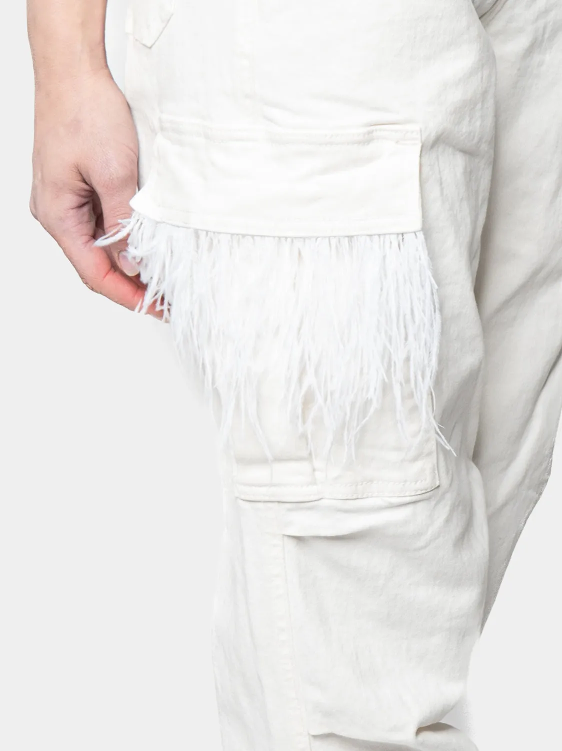 MADRID - Cargo Pants White Feather Marabù White