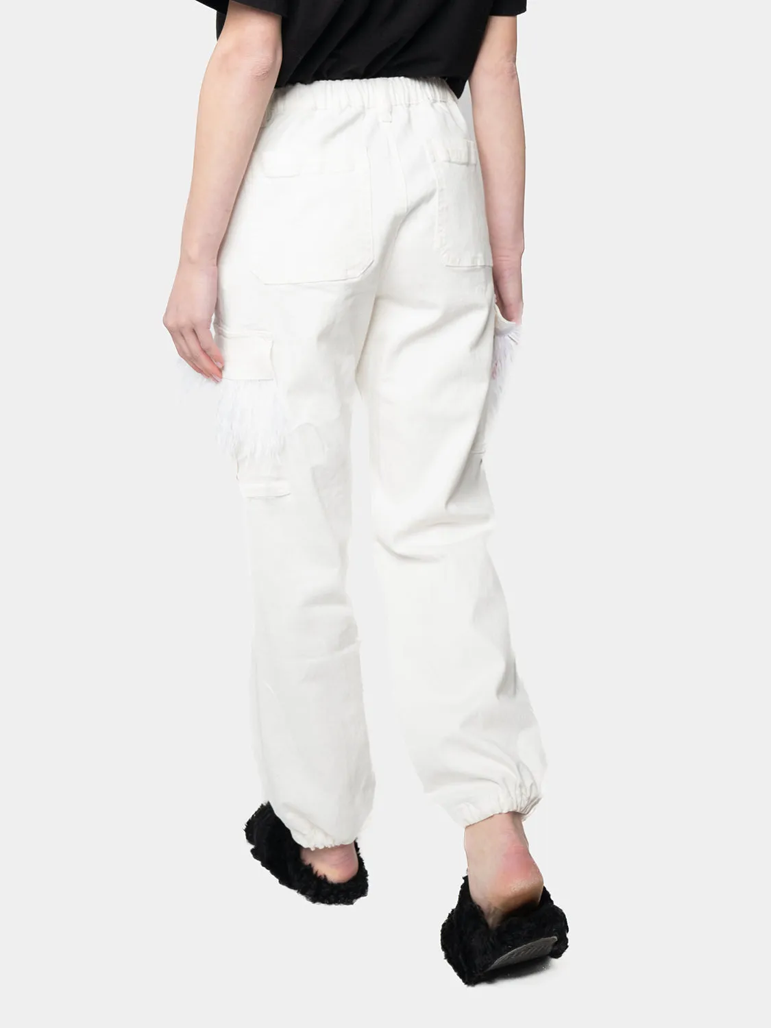 MADRID - Cargo Pants White Feather Marabù White