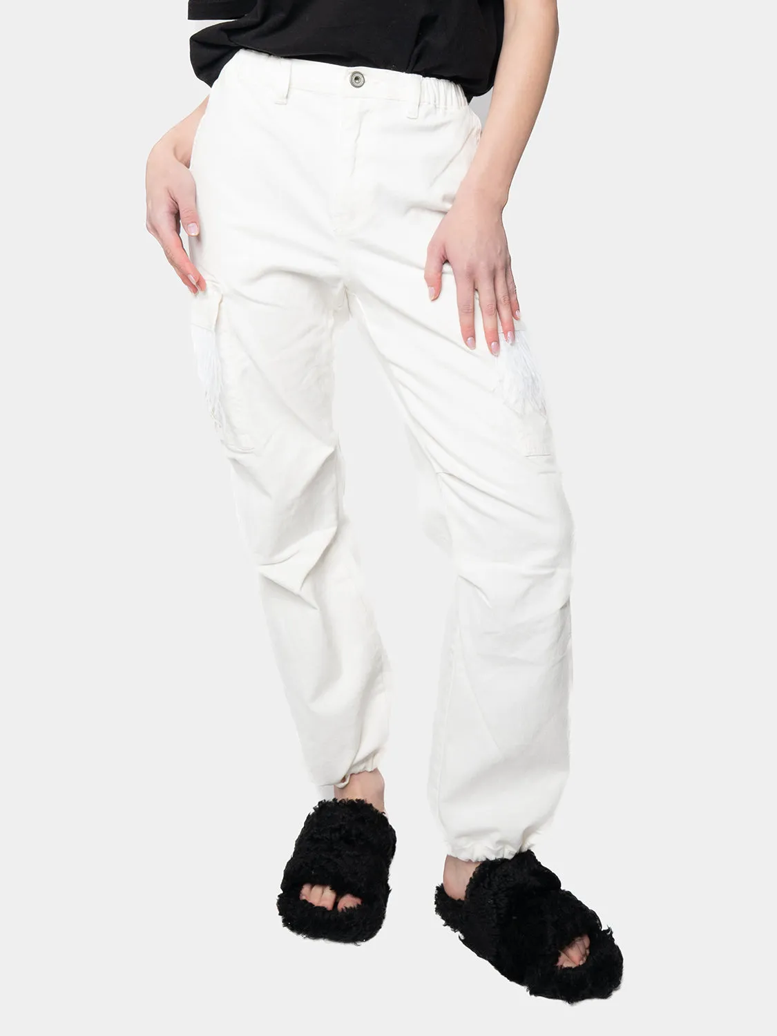 MADRID - Cargo Pants White Feather Marabù White