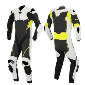 MEN NEON MOTORCYCLE LEATHER RACING SUIT