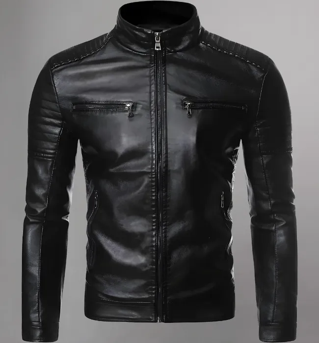 Men’s Leather Jacket Motorcycle Casual Coats