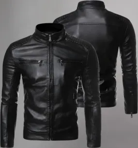 Men’s Leather Jacket Motorcycle Casual Coats