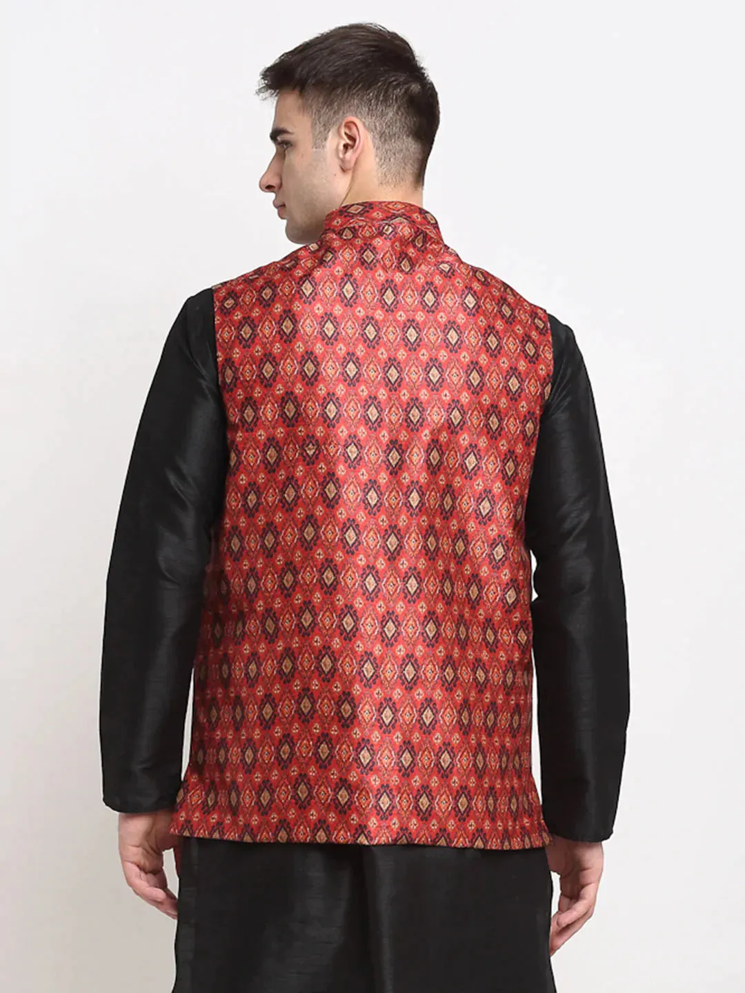 Men'S Red Digital Printed Red Waistcoat