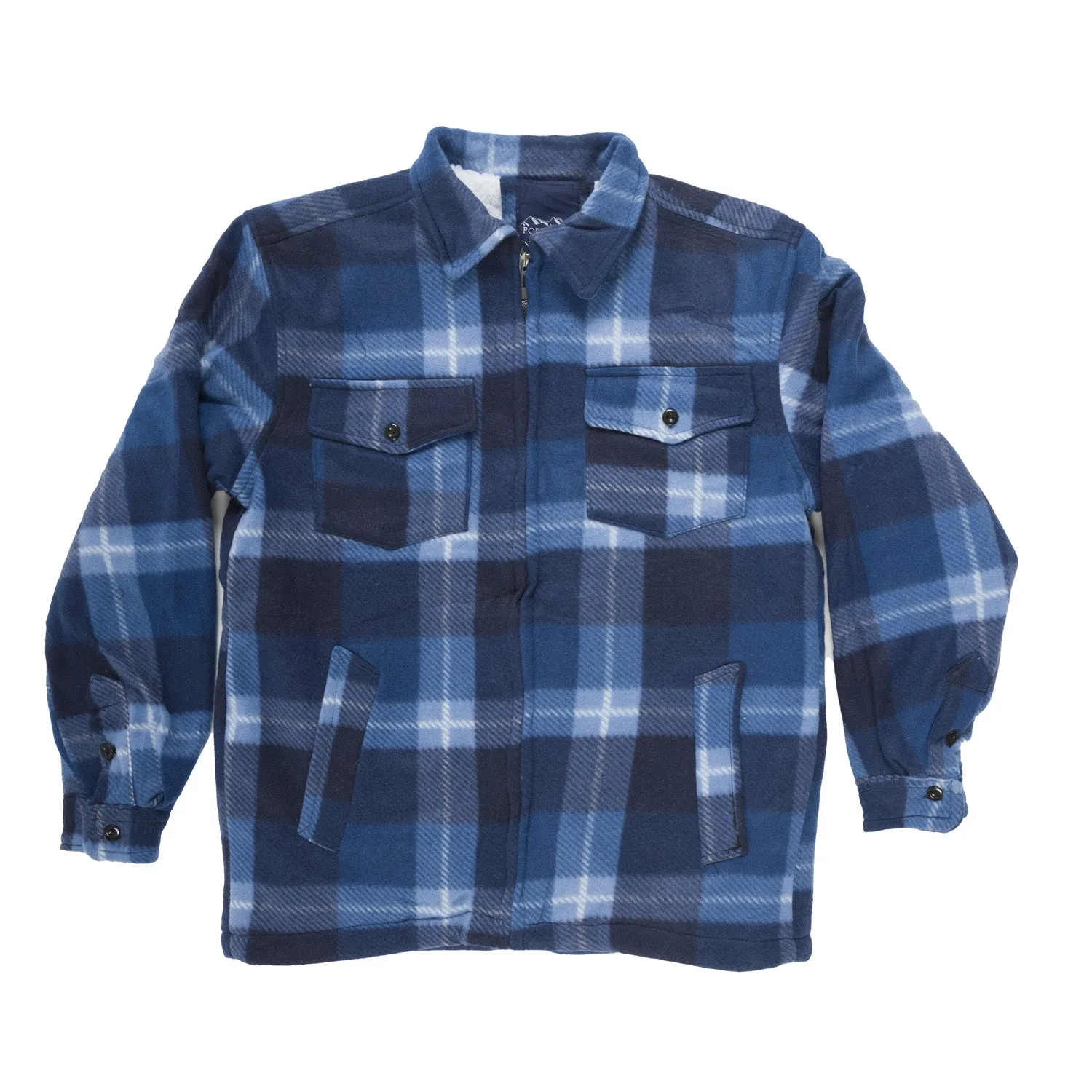 Mens Sherpa Shirt Jacket Blue Check