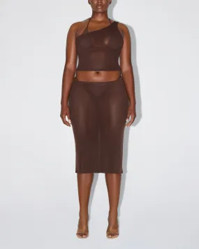 Mesh Midi Skirt | Chocolate