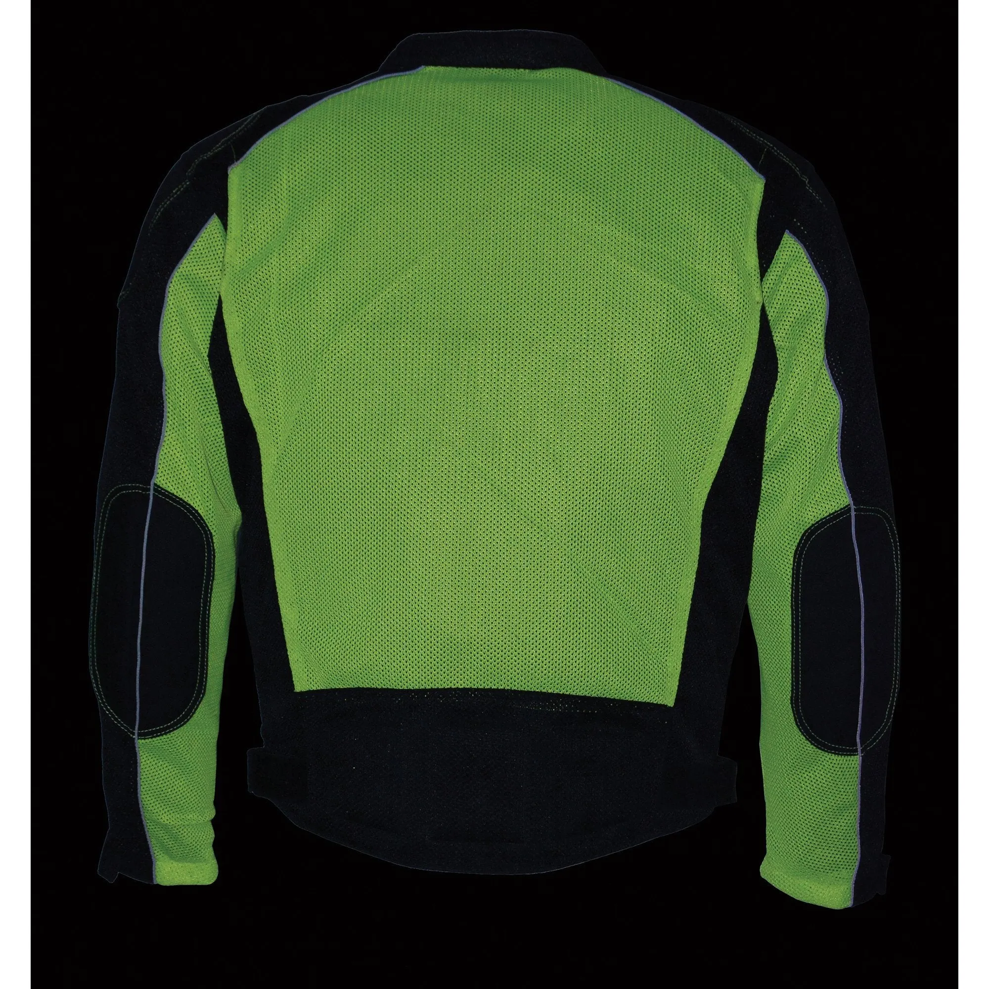 Milwaukee Leather MPM1790 Men's Black and Neon Green Hi Vis Mesh Racer Armored Jacket with Removable Rain Jacket