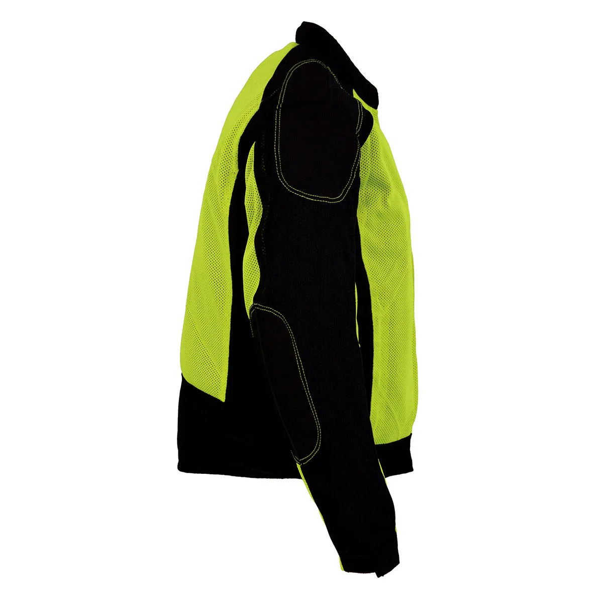 Milwaukee Leather MPM1790 Men's Black and Neon Green Hi Vis Mesh Racer