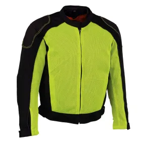 Milwaukee Leather MPM1790 Men's Black and Neon Green Hi Vis Mesh Racer