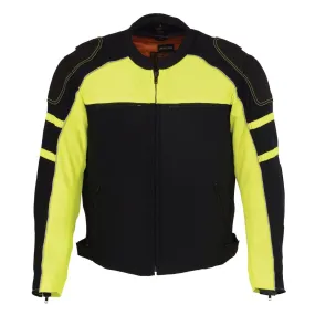 Milwaukee Leather MPM1791 Men's Black and Neon Green Armored Textile Motorcycle Riding Jacket