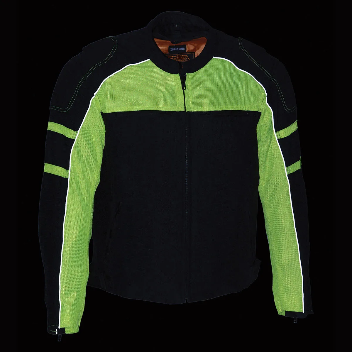 Milwaukee Leather MPM1791 Men's Black and Neon Green Armored Textile