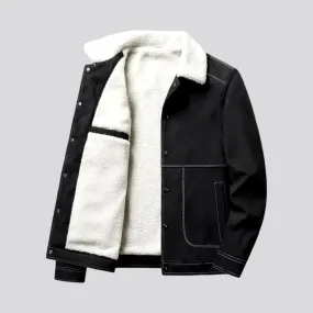 Monochrome regular fit jeans coat for men