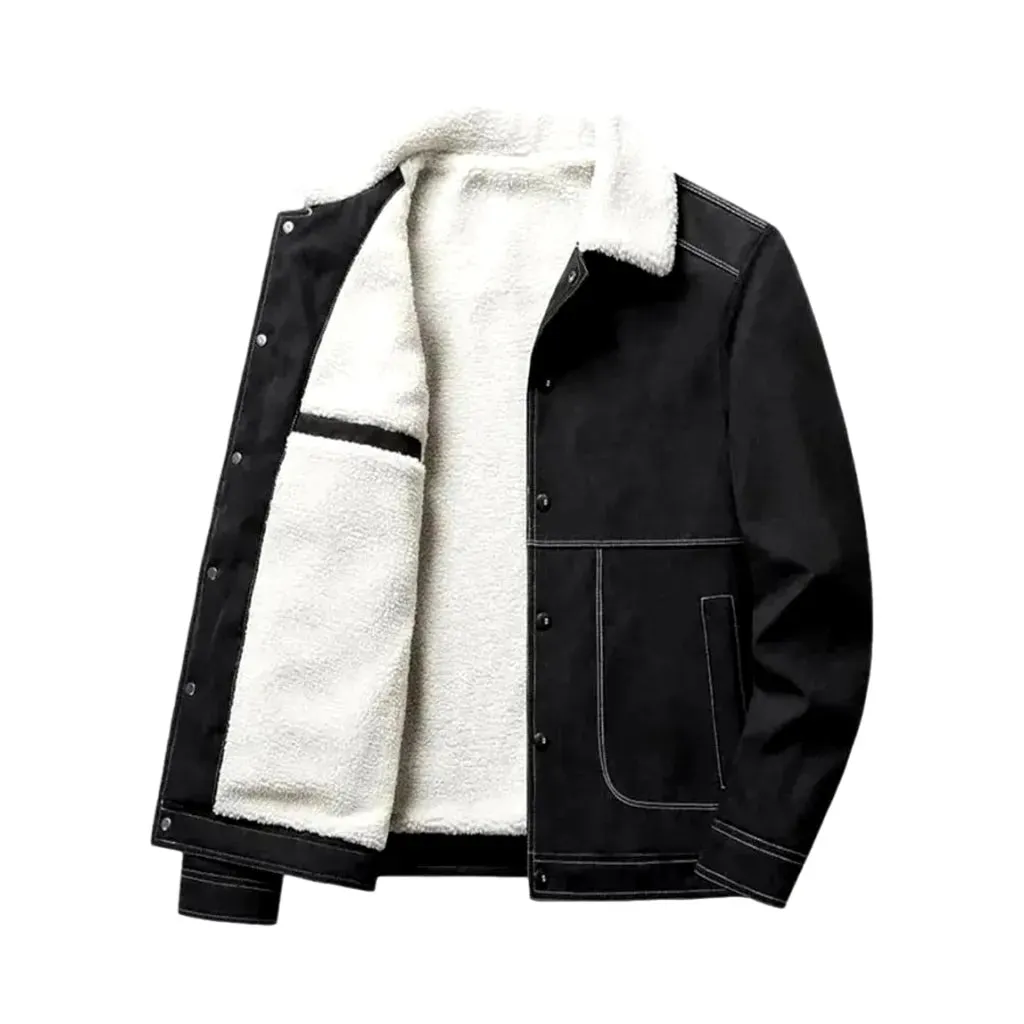 Monochrome regular fit jeans coat for men