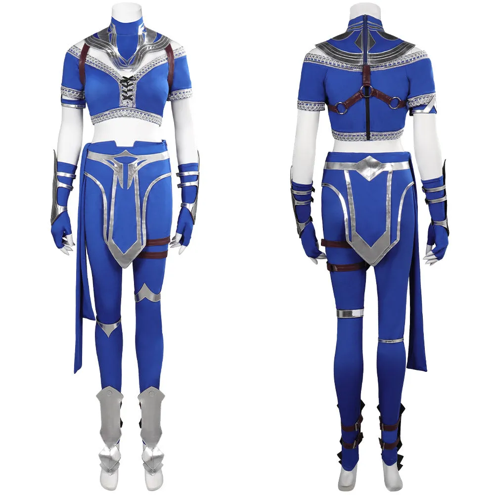 Mortal Kombat Kitana Blue Female Fighter Suit Party Carnival Halloween Cosplay Costume