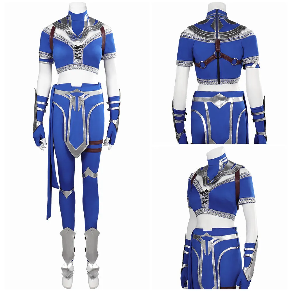 Mortal Kombat Kitana Blue Female Fighter Suit Party Carnival Halloween Cosplay Costume