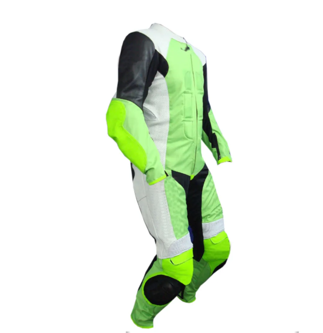 MOTORCYCLE NEON LEATHER RACING SUIT