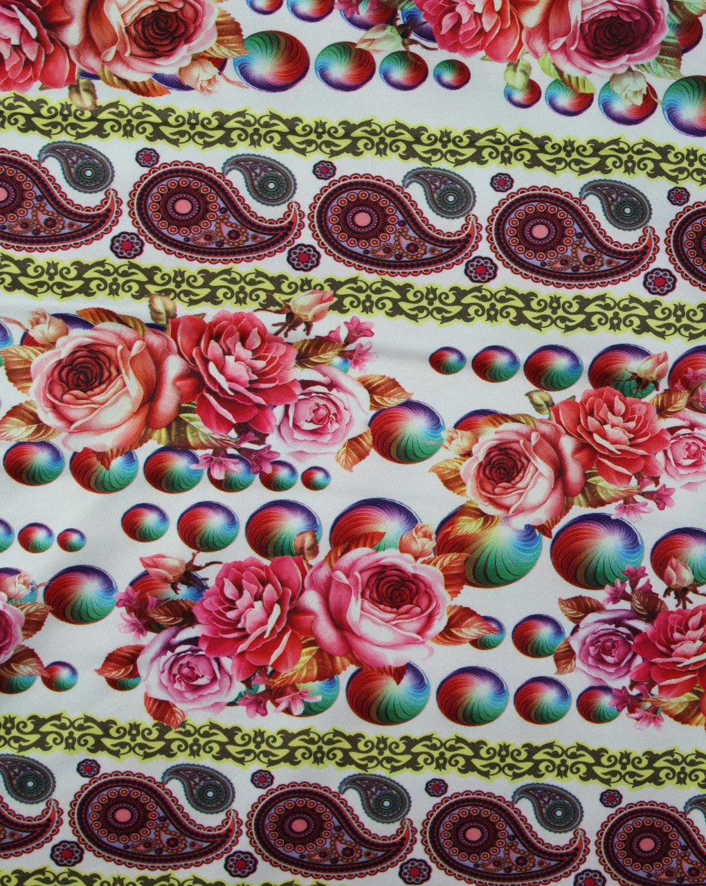 Multicolor Paisley Design Polyester Scuba Fabric