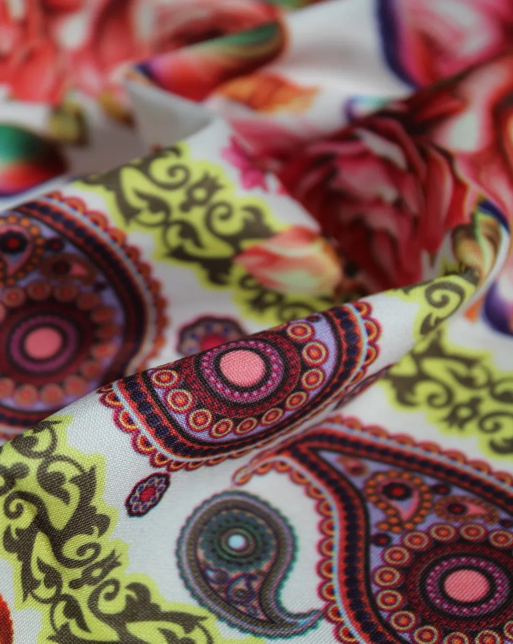 Multicolor Paisley Design Polyester Scuba Fabric