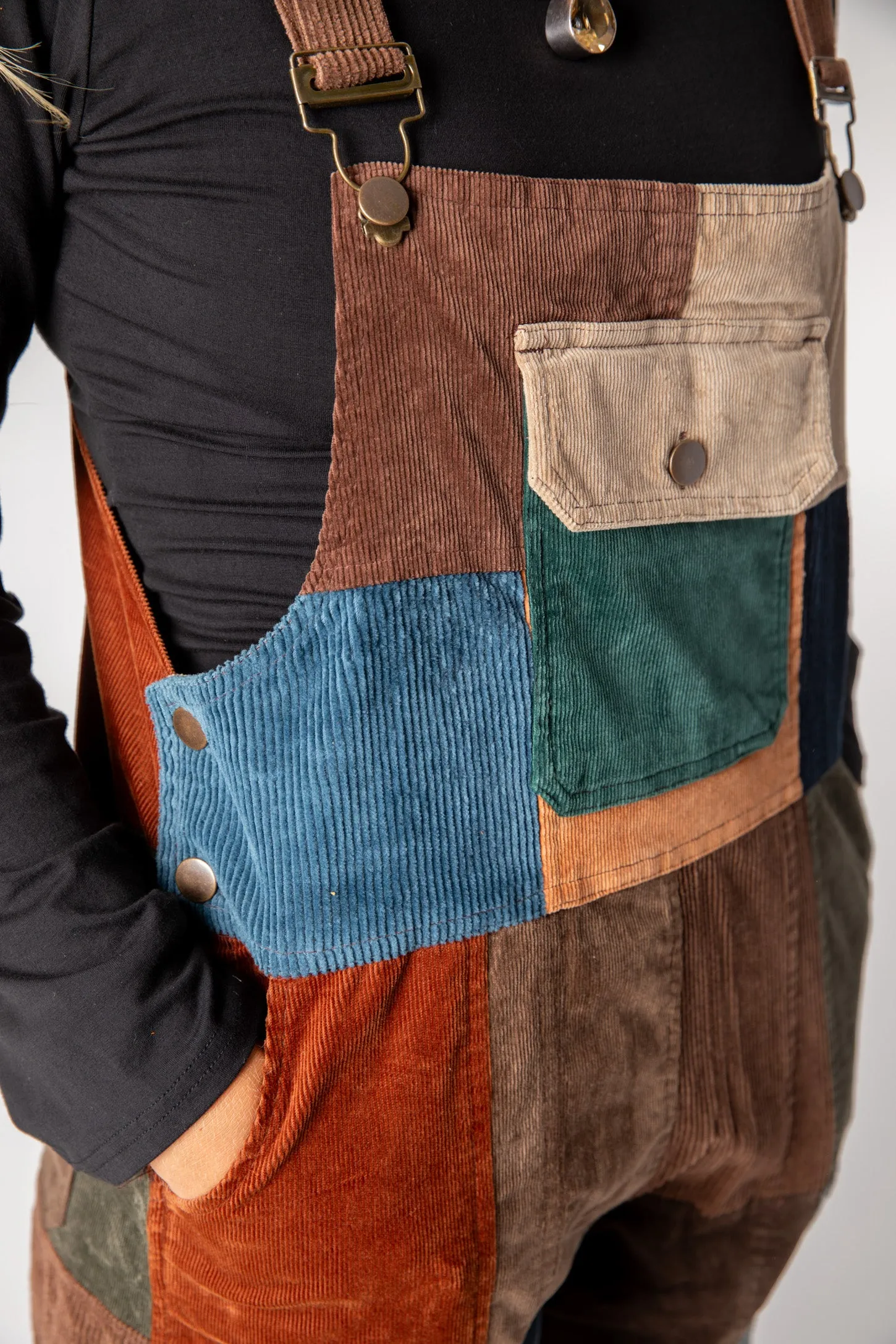 Nagarkot Patchwork Unisex Corduroy Overalls