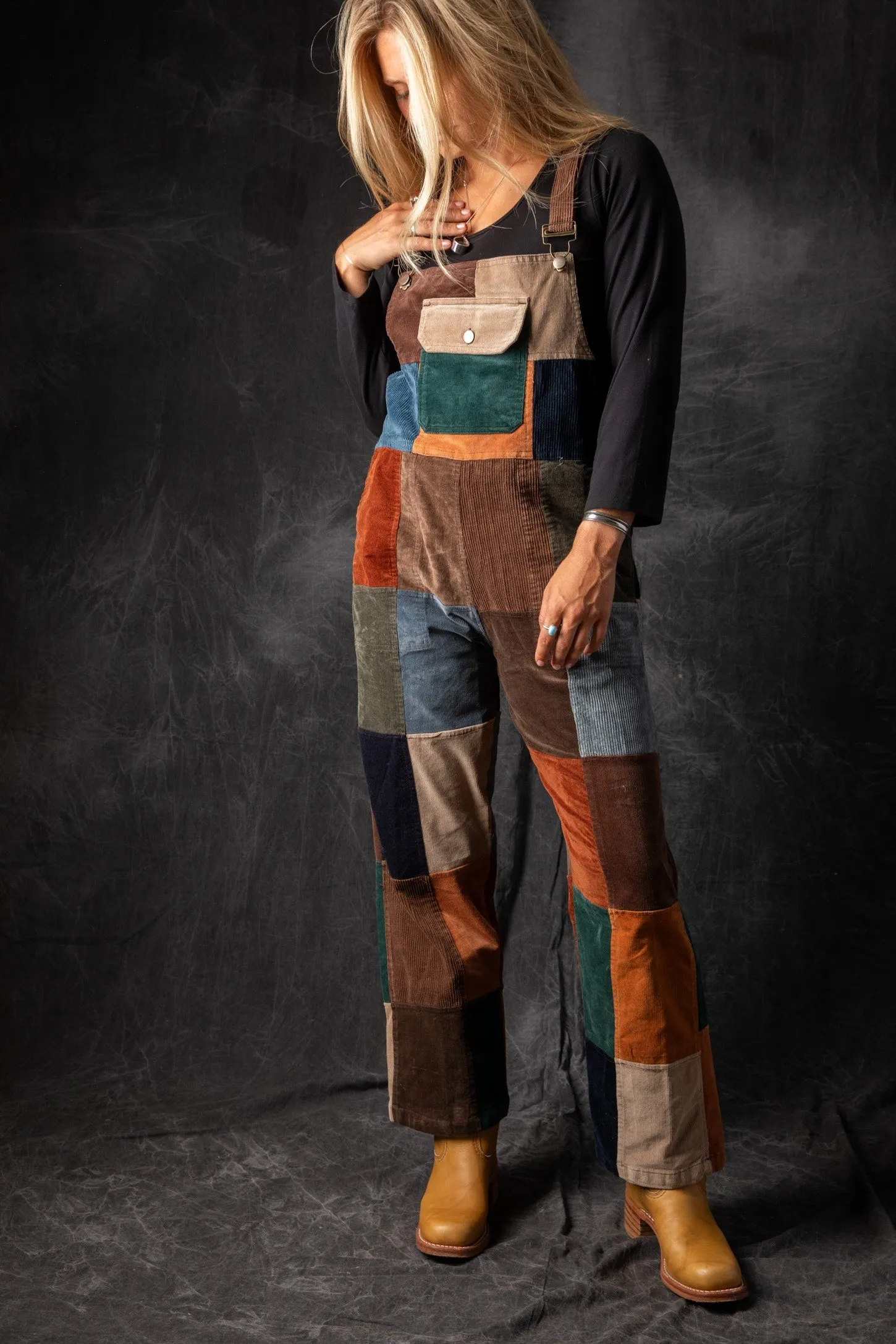 Nagarkot Patchwork Unisex Corduroy Overalls