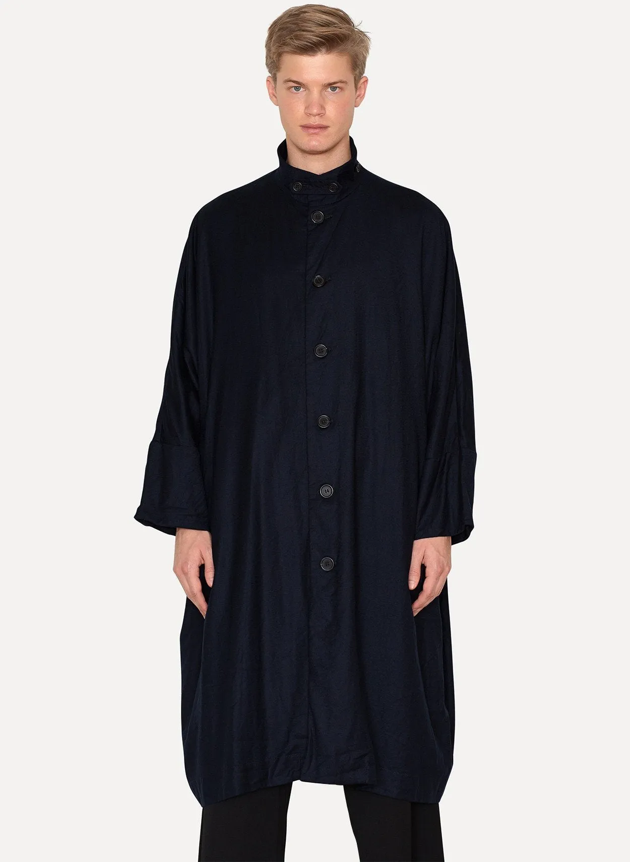 Navy Wool Cashmere Coat