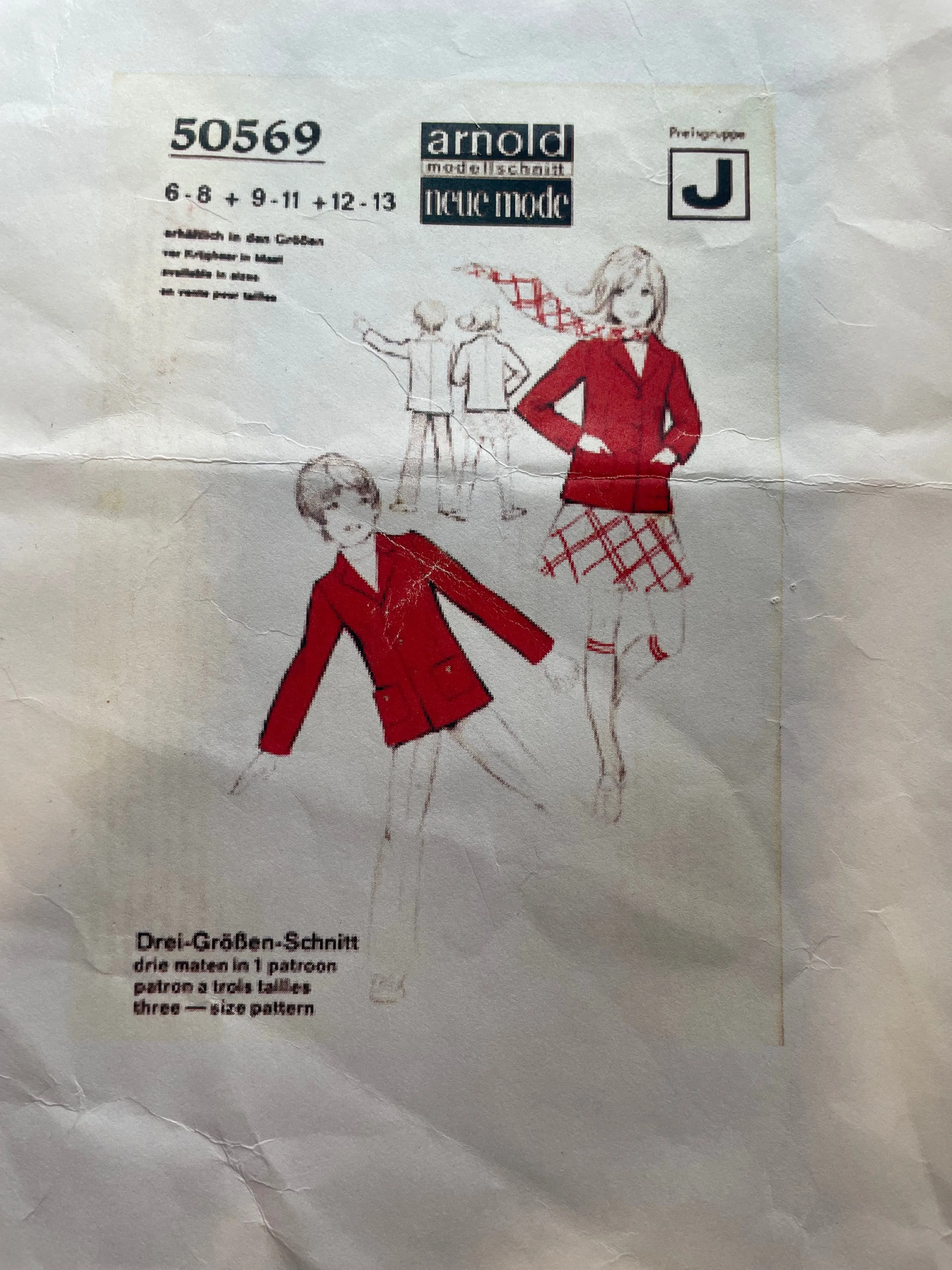 Neue Mode Pattern 50569 CUT Girls Jacket, skirt & scarf, Size 9-11