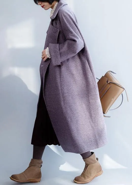 New plus size clothing Winter coat winter coat purple flare sleeve wool overcoat