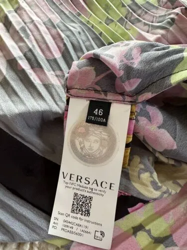 New Versace Logo Orchid Print Midi Shirt Dress For Ladies