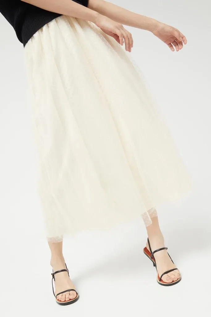 Off White Dot Overlay Skirt