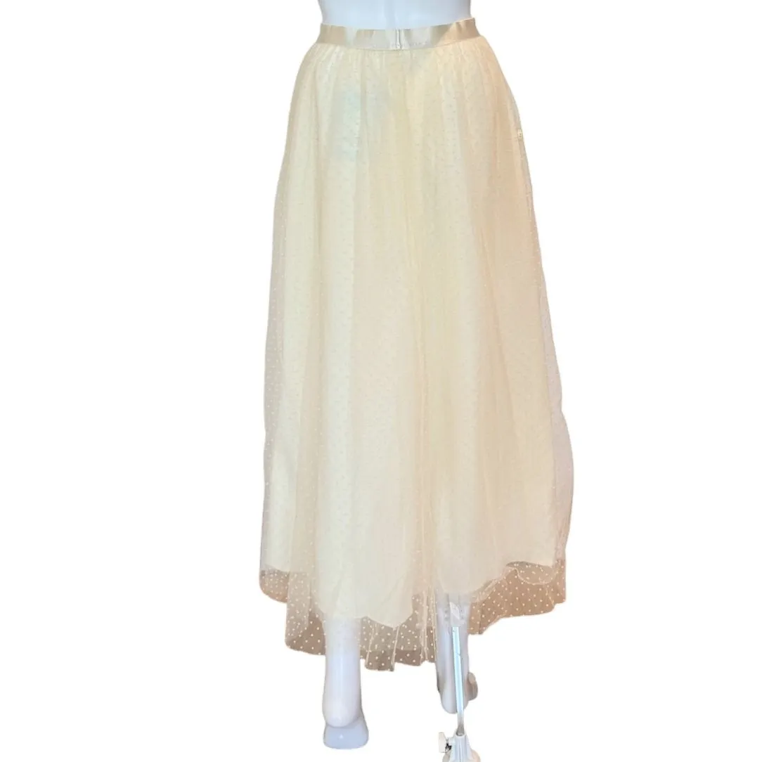 Off White Dot Overlay Skirt