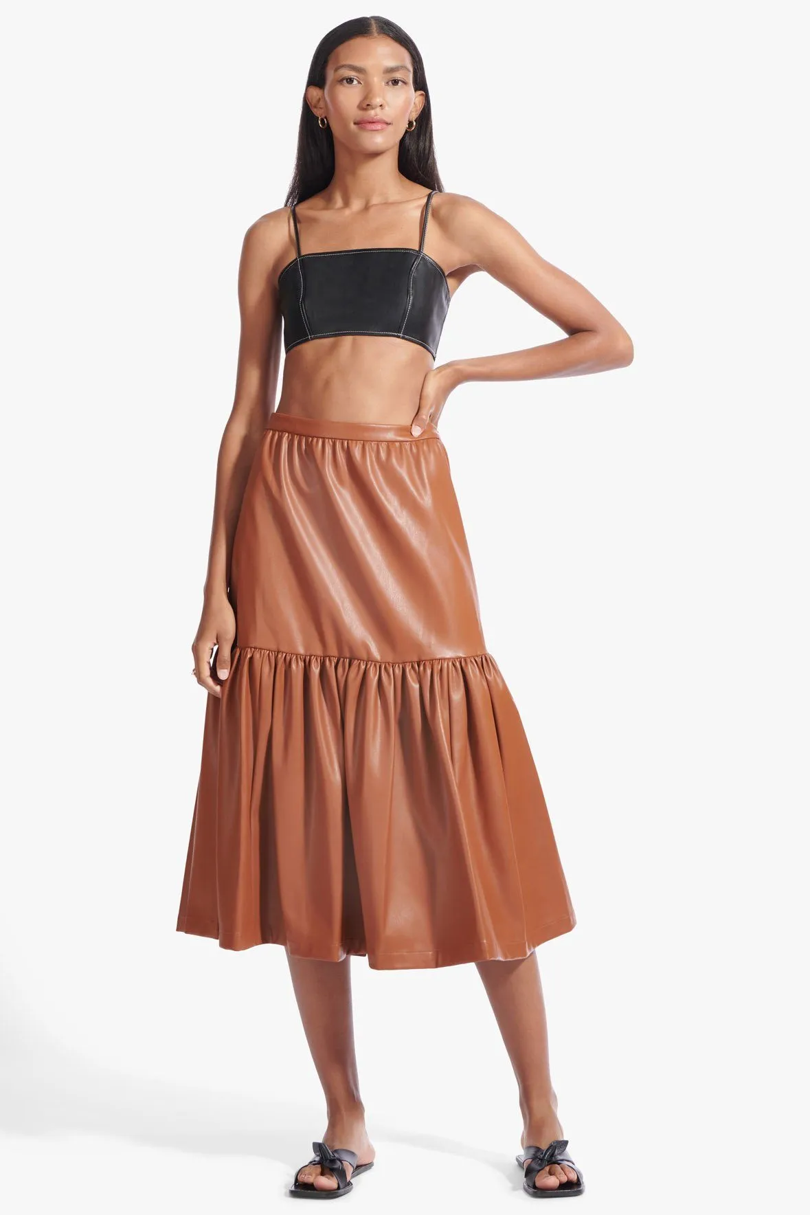 ORCHID SKIRT | WHISKEY VEGAN LEATHER