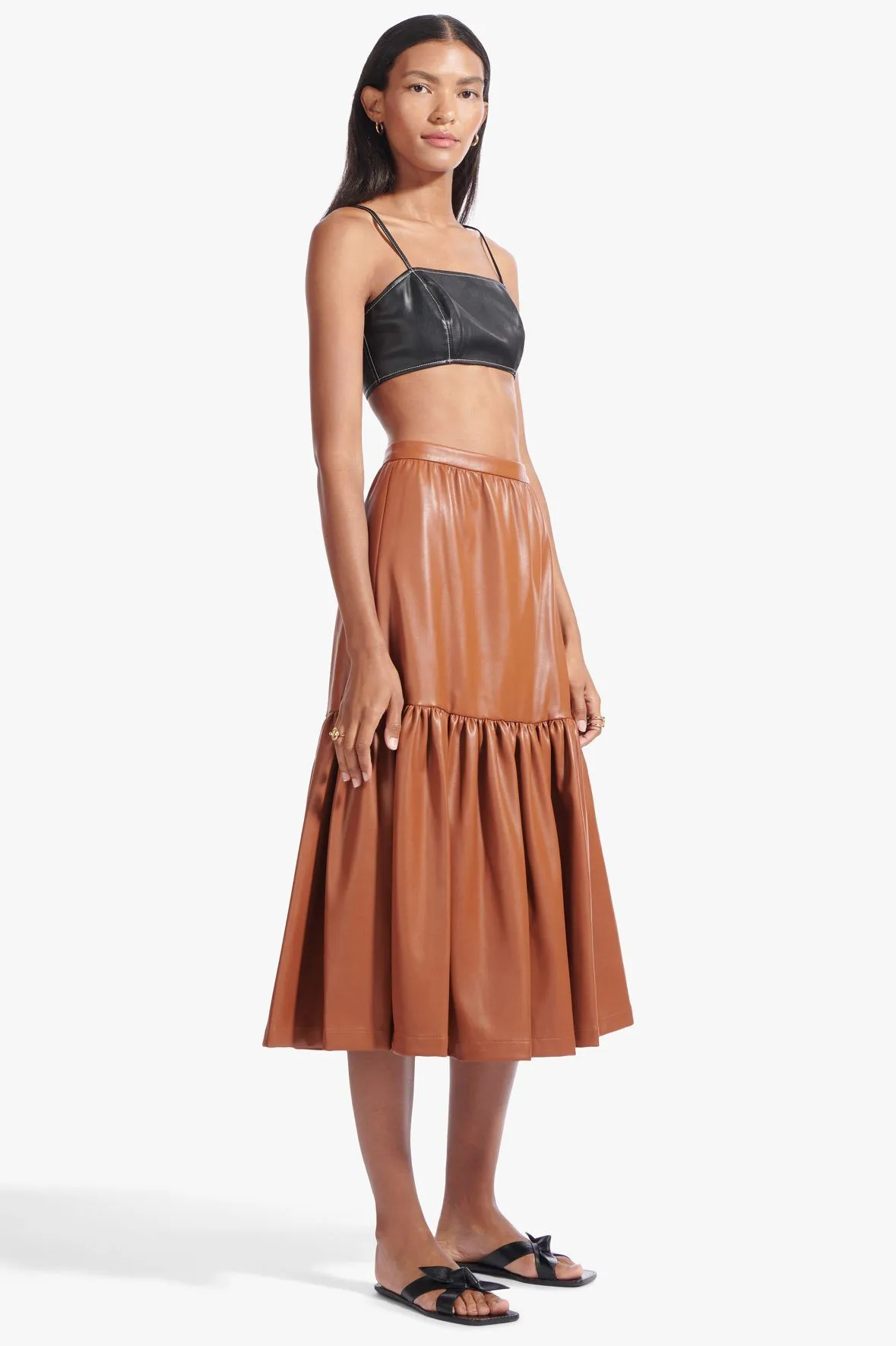 ORCHID SKIRT | WHISKEY VEGAN LEATHER