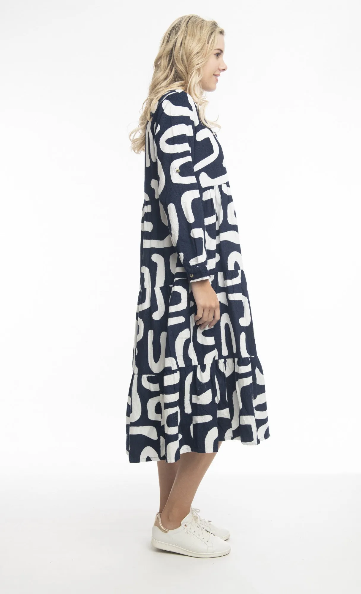 Orientique - Cord Dress Print Navy