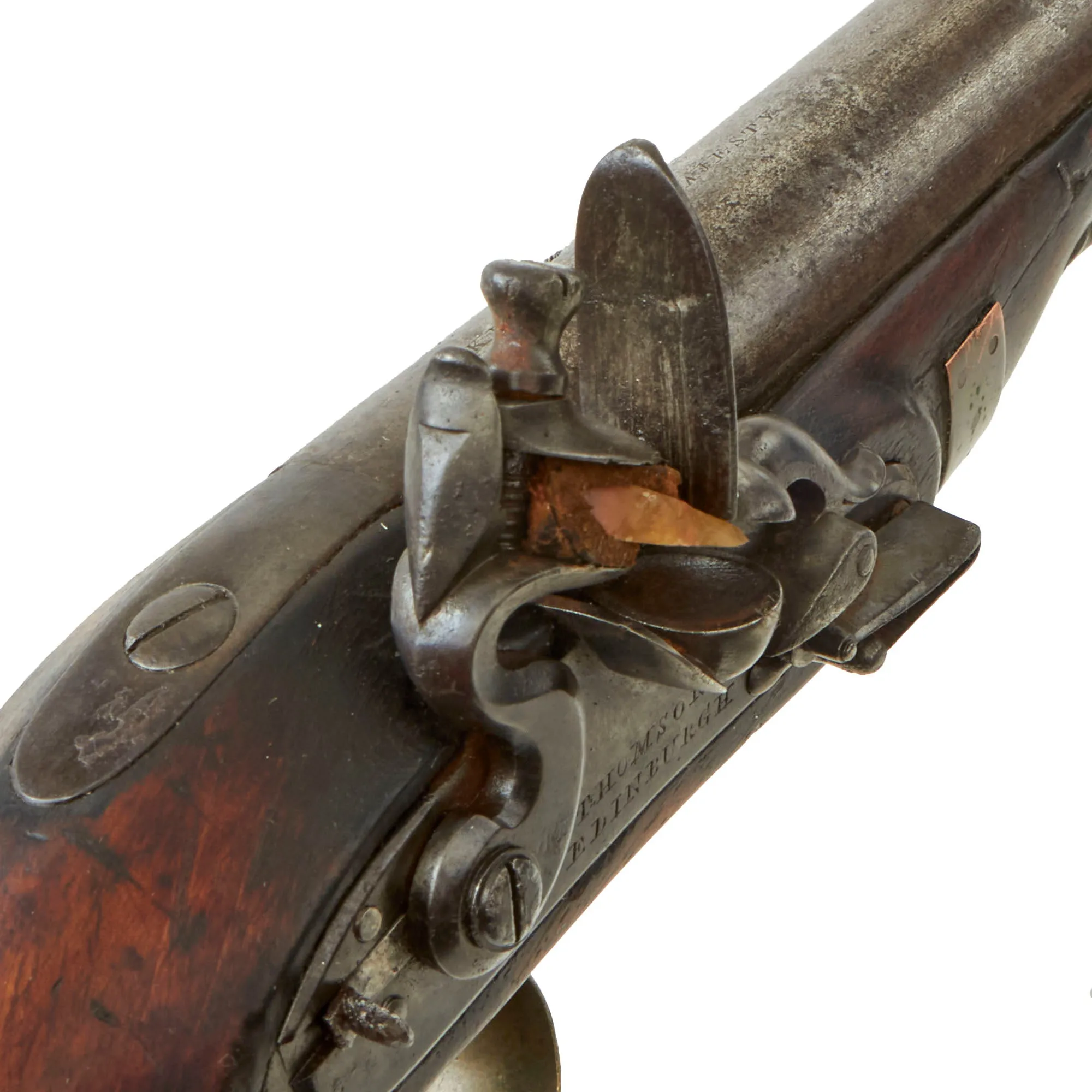 Original Scottish Large Bore "Man Stopping" Flintlock Overcoat Pistol by Thomson of Edinburgh with Captured Ramrod - circa 1820